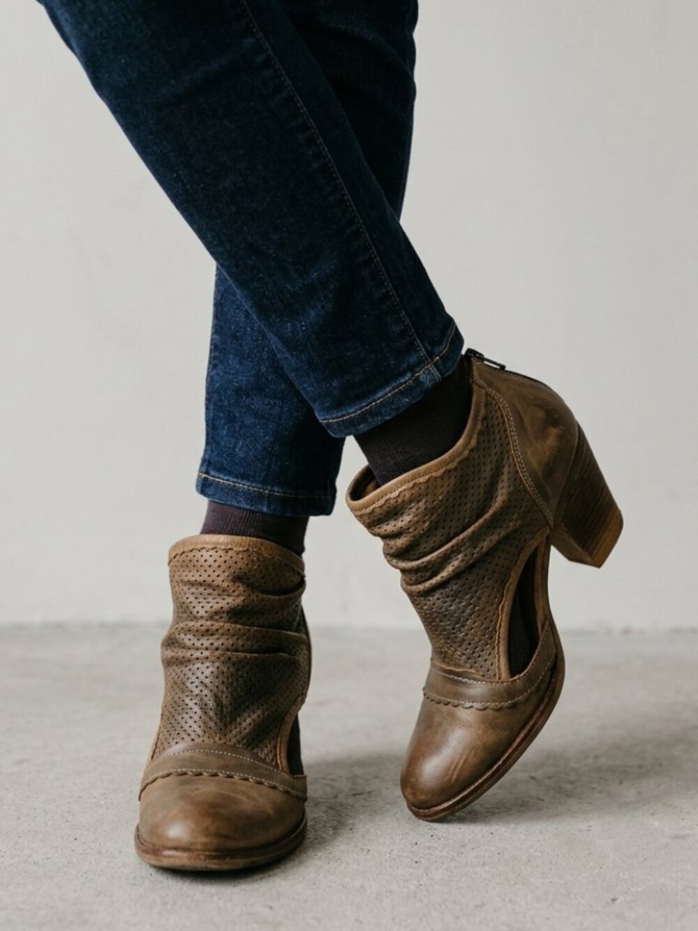 Dkode Steampunk Distressed Leather Cut Out Booties
